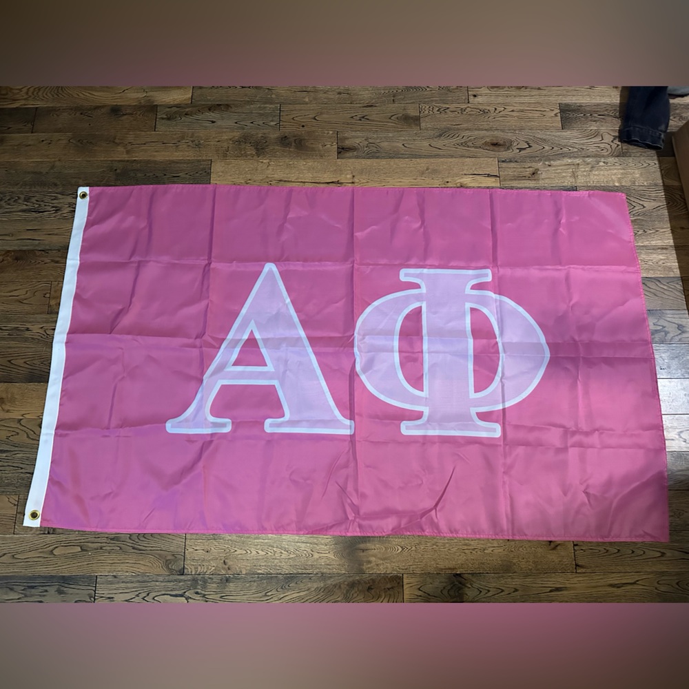 Pink Monogram Alpha Phi Flag